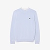 Pull Coton Uni Col Rond - Bleu Clair