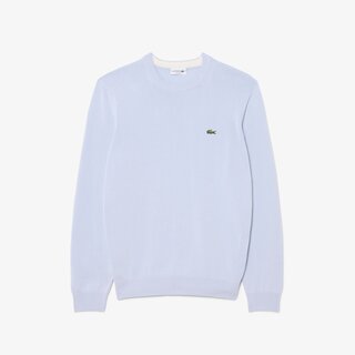 Lacoste Pull Coton Uni Col Rond - Bleu Clair