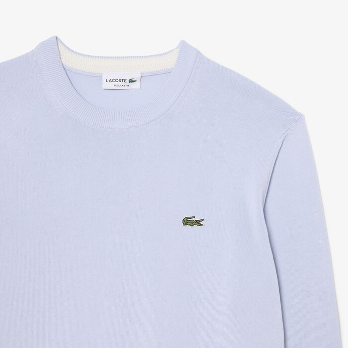 Lacoste Pull Coton Uni Col Rond - Bleu Clair