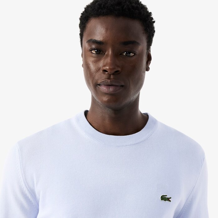 Lacoste Pull Coton Uni Col Rond - Bleu Clair