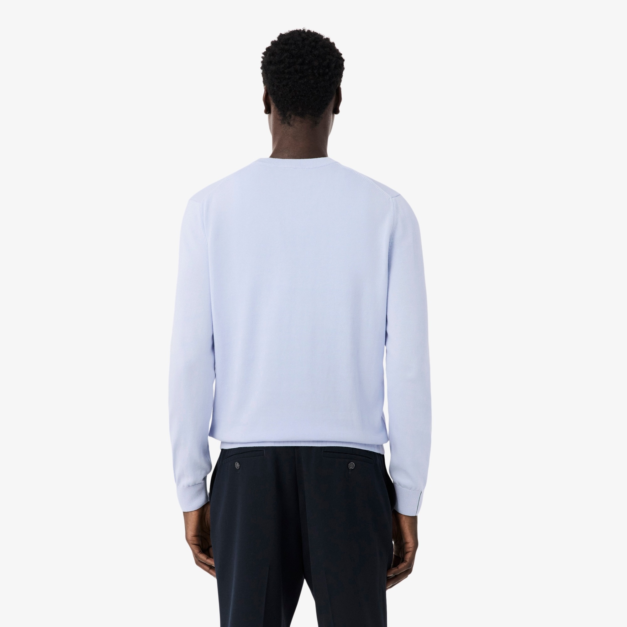 Lacoste Pull Coton Uni Col Rond - Bleu Clair