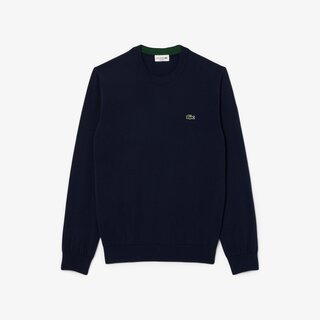 Lacoste Pull Coton Uni Col Rond - Bleu Marine