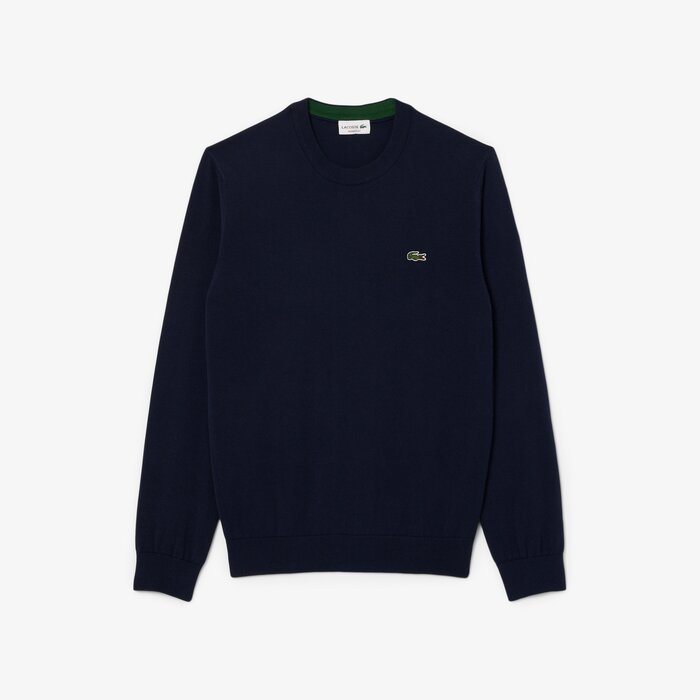 Lacoste Pull Coton Uni Col Rond - Bleu Marine