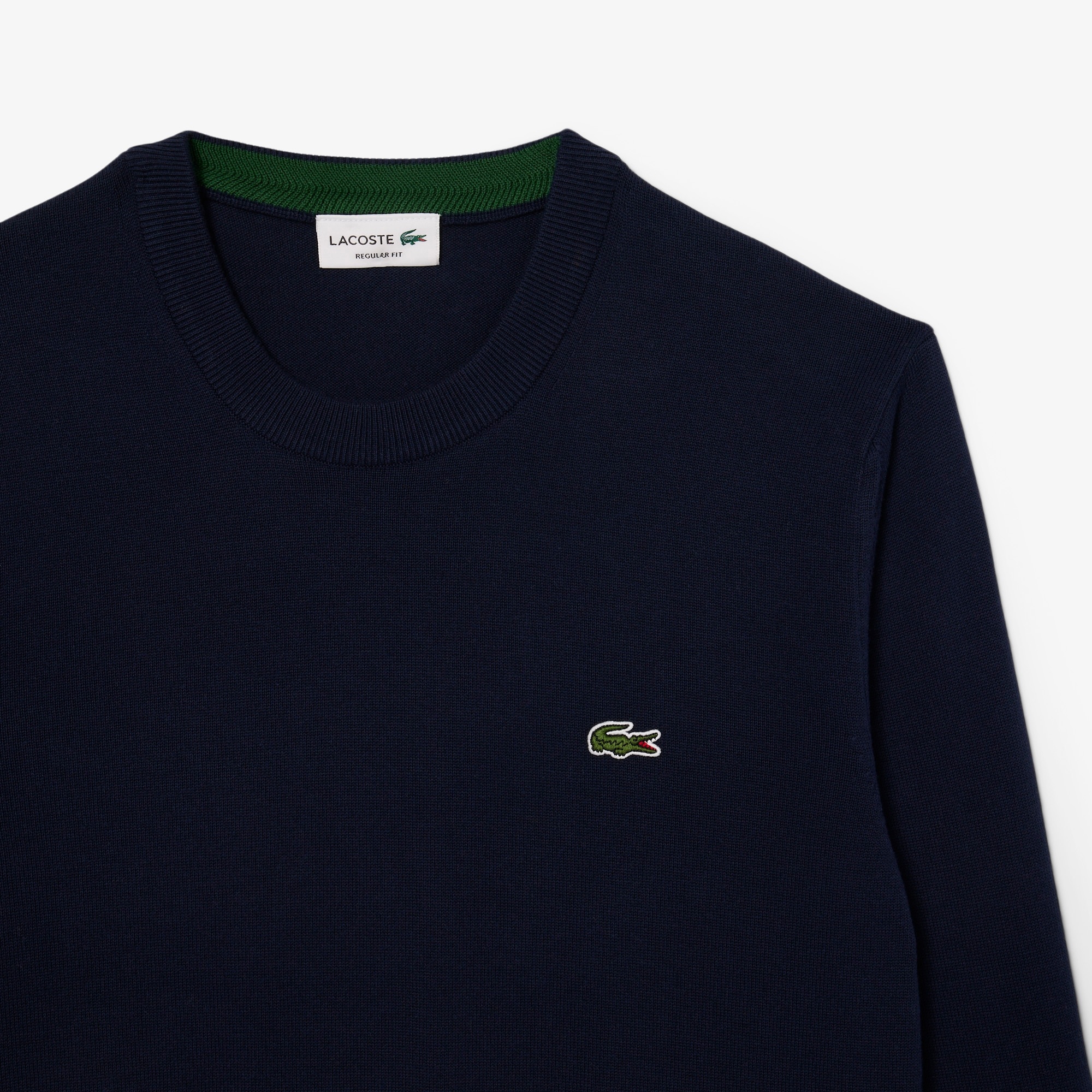 Lacoste Pull Coton Uni Col Rond - Bleu Marine