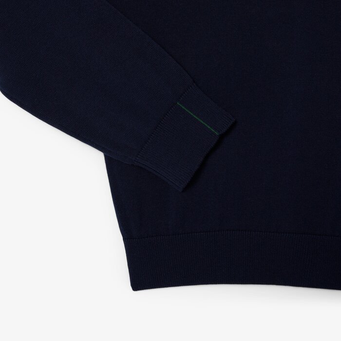 Lacoste Pull Coton Uni Col Rond - Bleu Marine