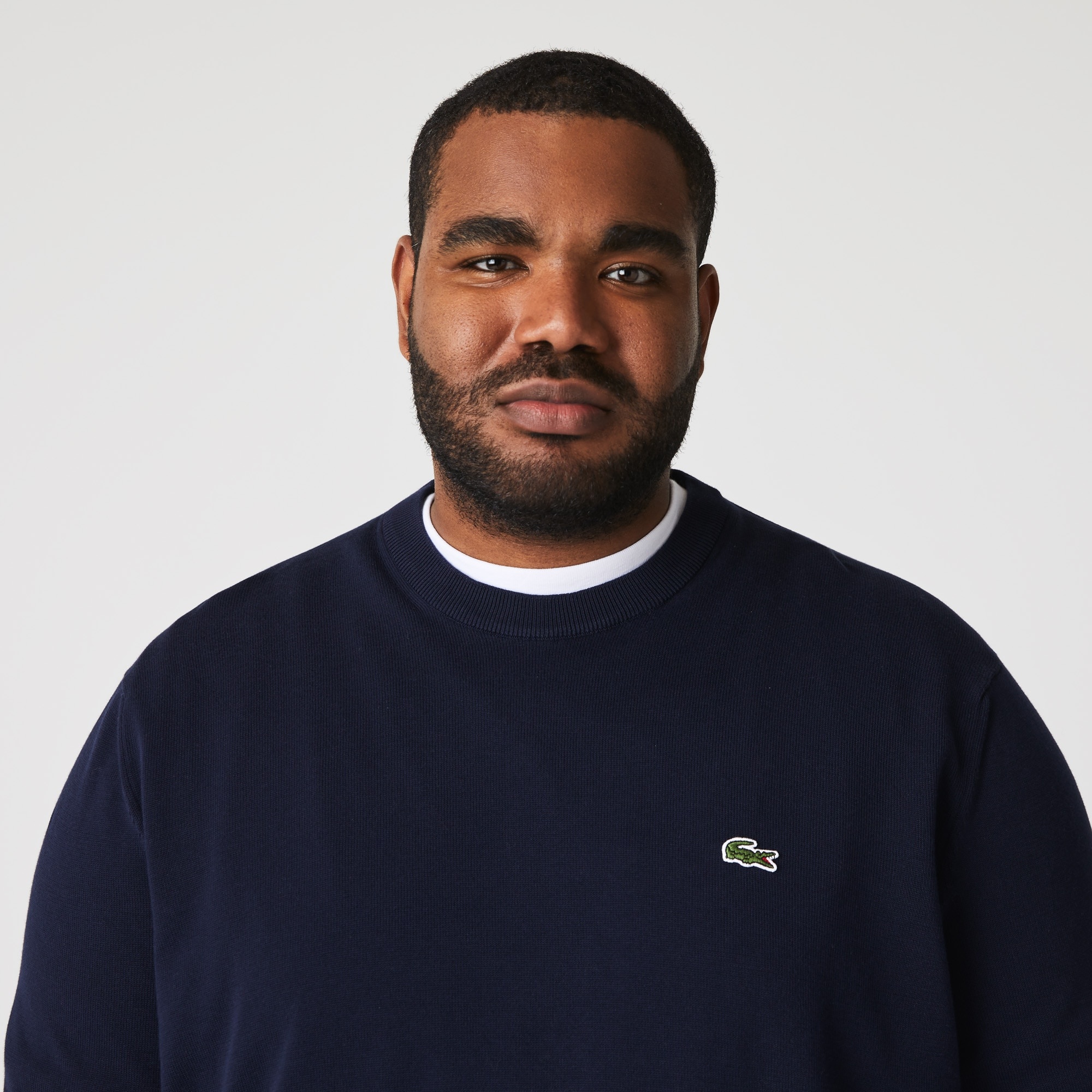 Lacoste Pull Coton Uni Col Rond - Bleu Marine