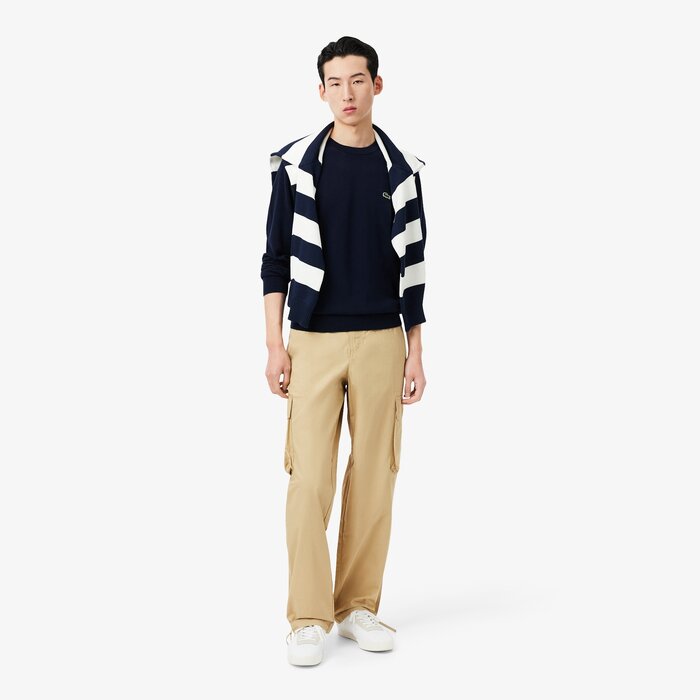 Lacoste Pull Coton Uni Col Rond - Bleu Marine