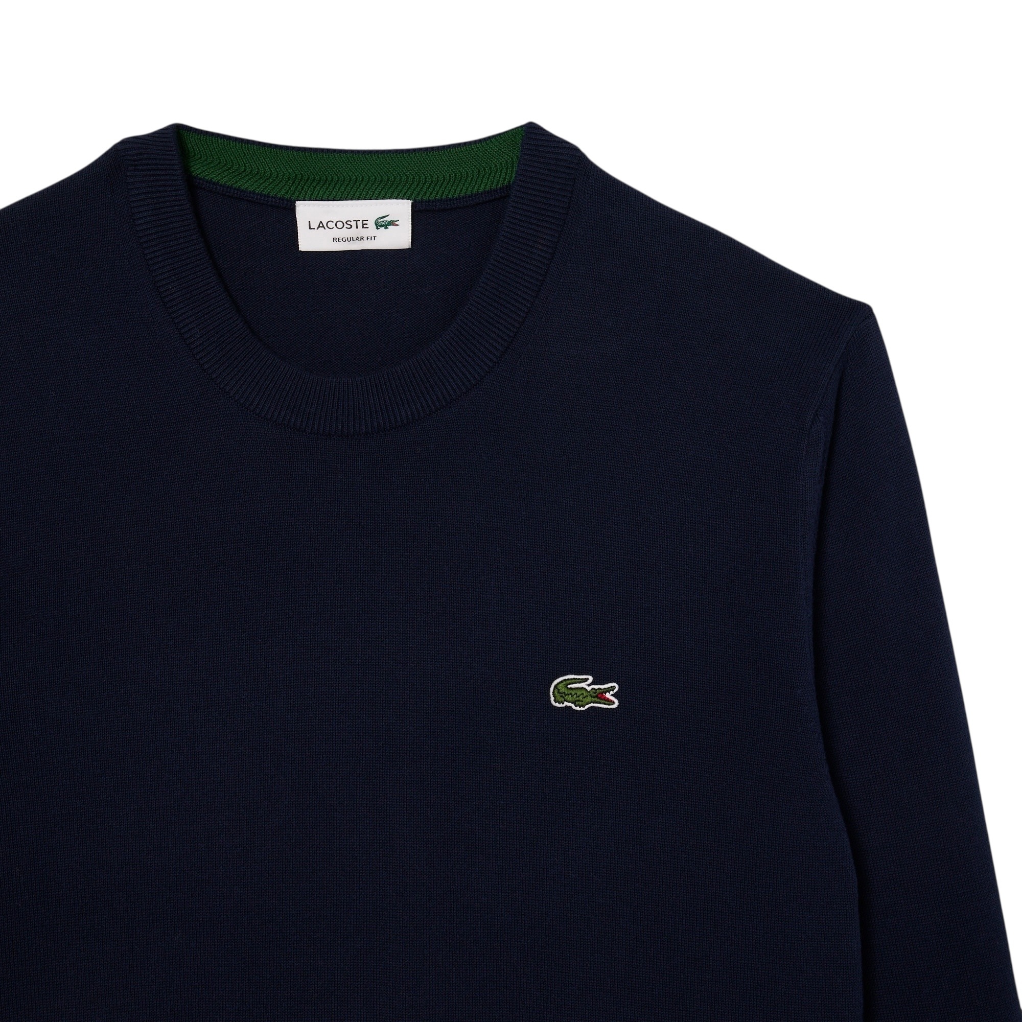 Lacoste Pull Coton Uni Col Rond - Bleu Marine