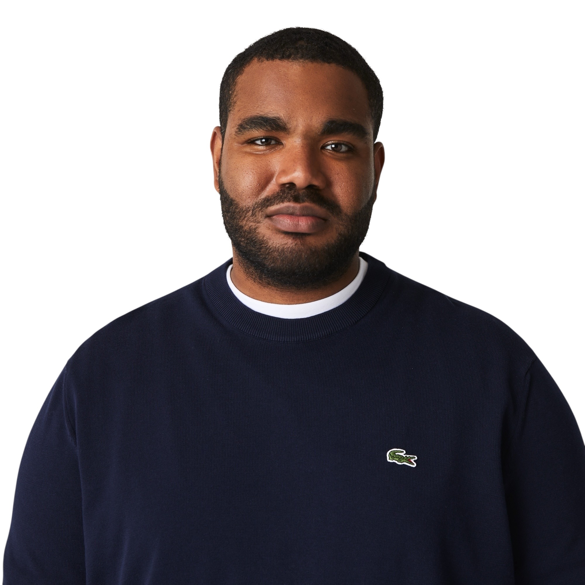 Lacoste Pull Coton Uni Col Rond - Bleu Marine