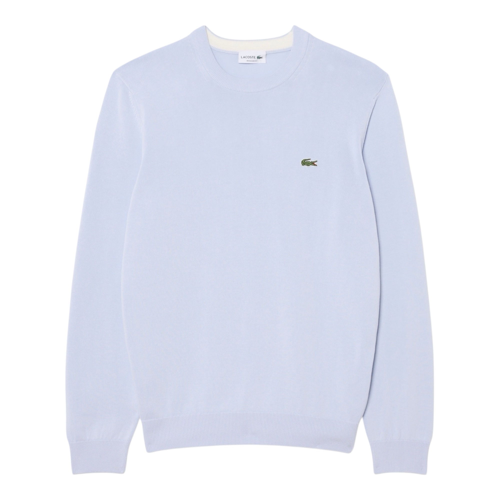 Lacoste Pull Coton Uni Col Rond - Bleu Clair
