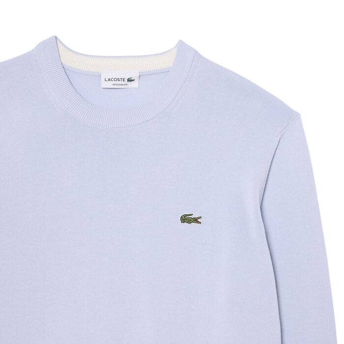 Lacoste Pull Coton Uni Col Rond - Bleu Clair