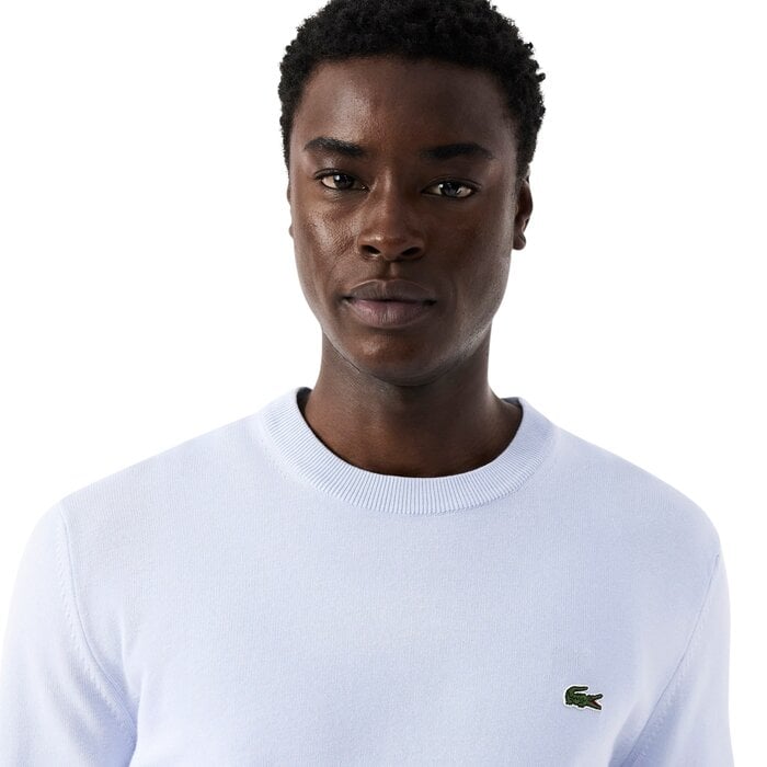 Lacoste Pull Coton Uni Col Rond - Bleu Clair