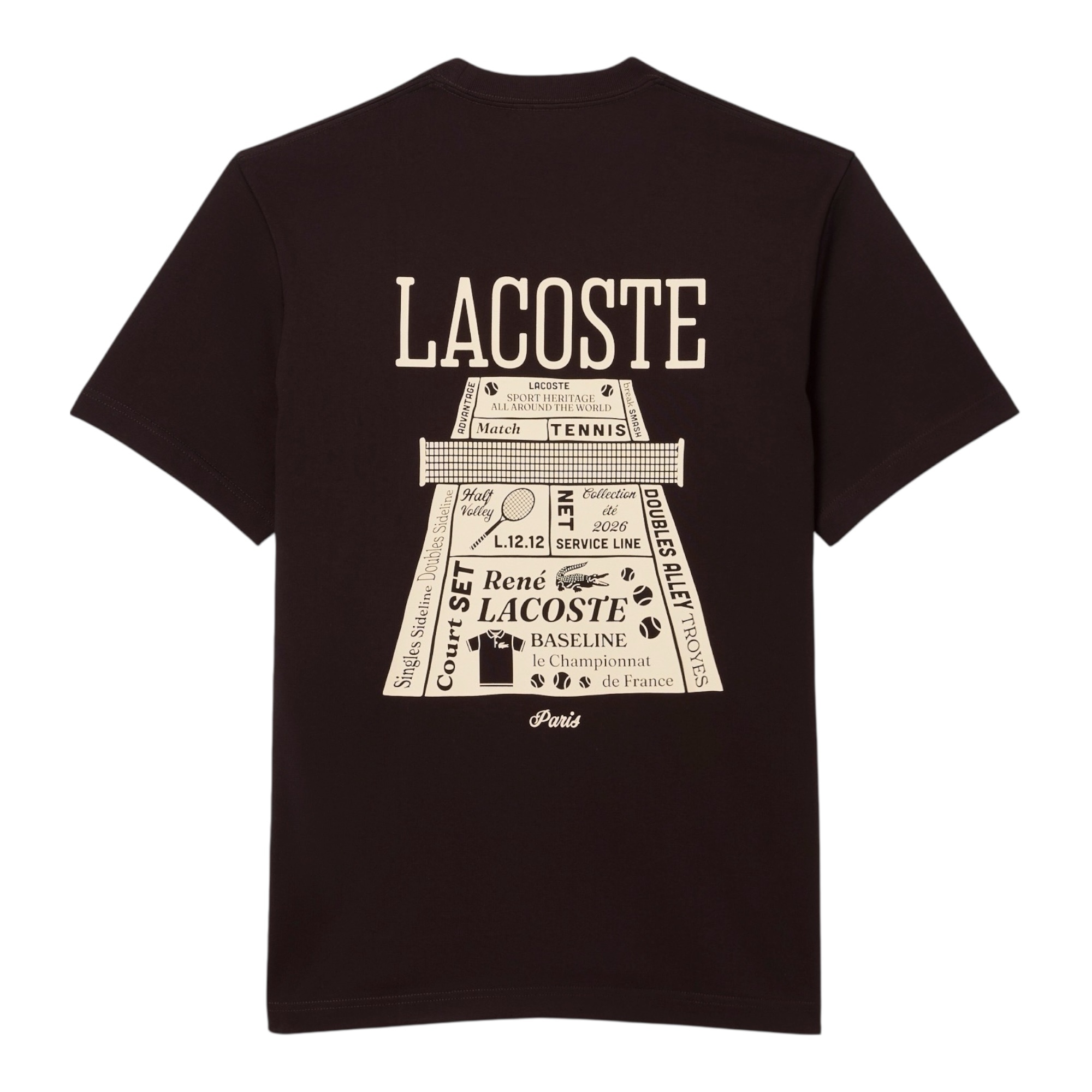 Lacoste T-shirt Coton Epais Imprimé - Marron