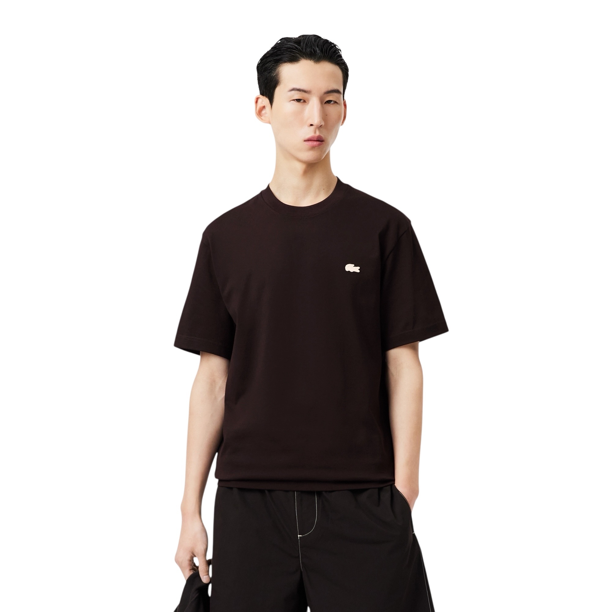 Lacoste T-shirt Coton Epais Imprimé - Marron