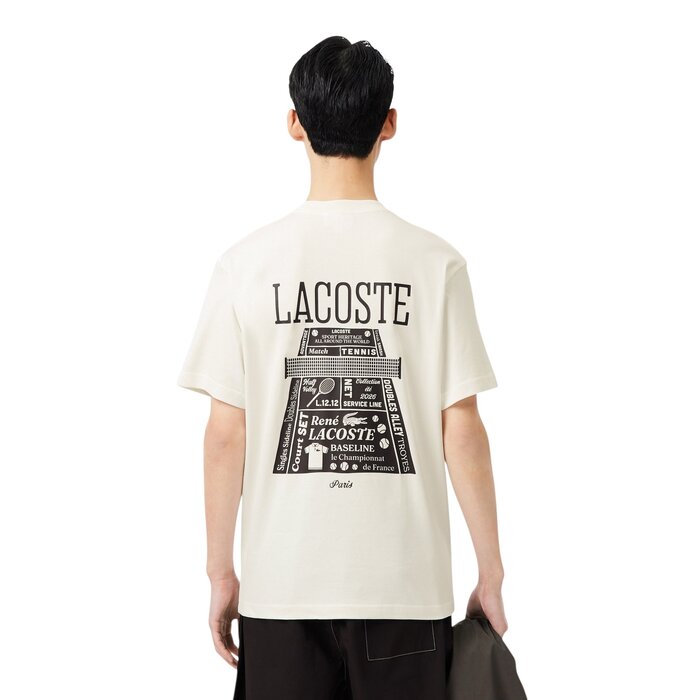 Lacoste T-shirt Coton Epais Imprimé - Blanc