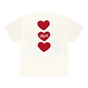 Red Triple Heart T-shirt - White