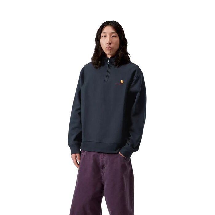 Carhartt WIP Half Zip American Script Sweat - Deep Night