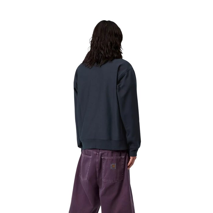Carhartt WIP Half Zip American Script Sweat - Deep Night