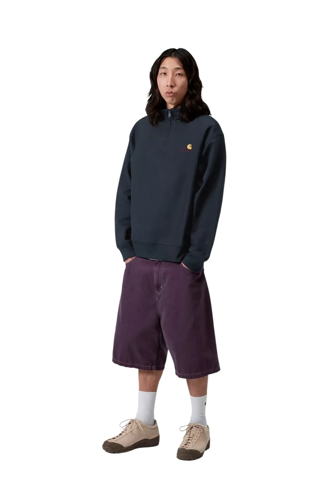 Carhartt WIP Half Zip American Script Sweat - Deep Night