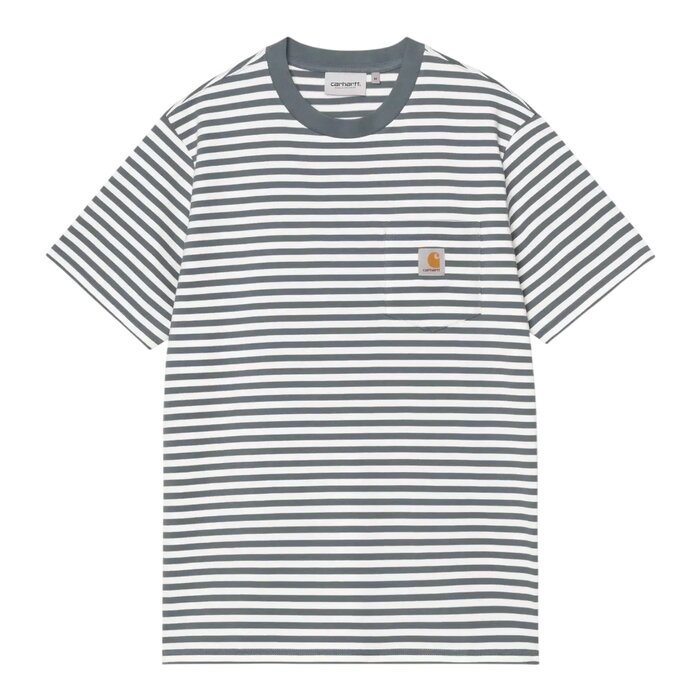 Carhartt WIP S/S Ezra Pocket T-Shirt - Ezra Stripe/Cozy Blue/Wax