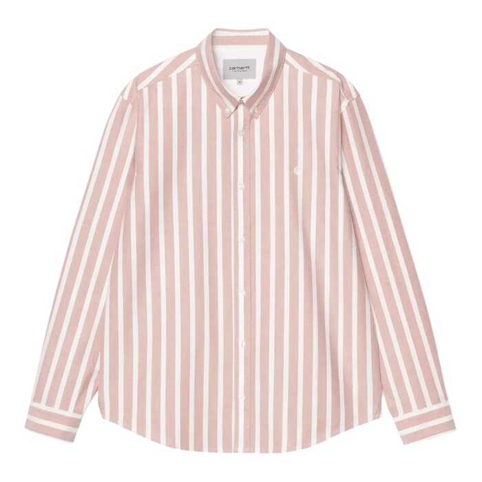 Carhartt WIP L/S Deven Shirt - Deven Stripe/Oxide Red/White