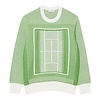Pull Jacquard Graphique Court Tennis - Vert/Blanc