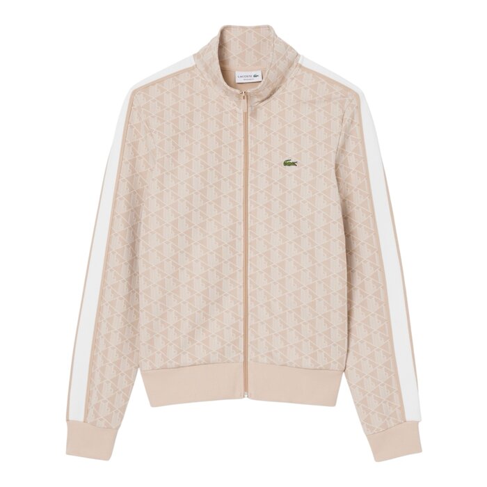Lacoste Veste de survêtement zippée Paris jacquard -  Beige/Blanc