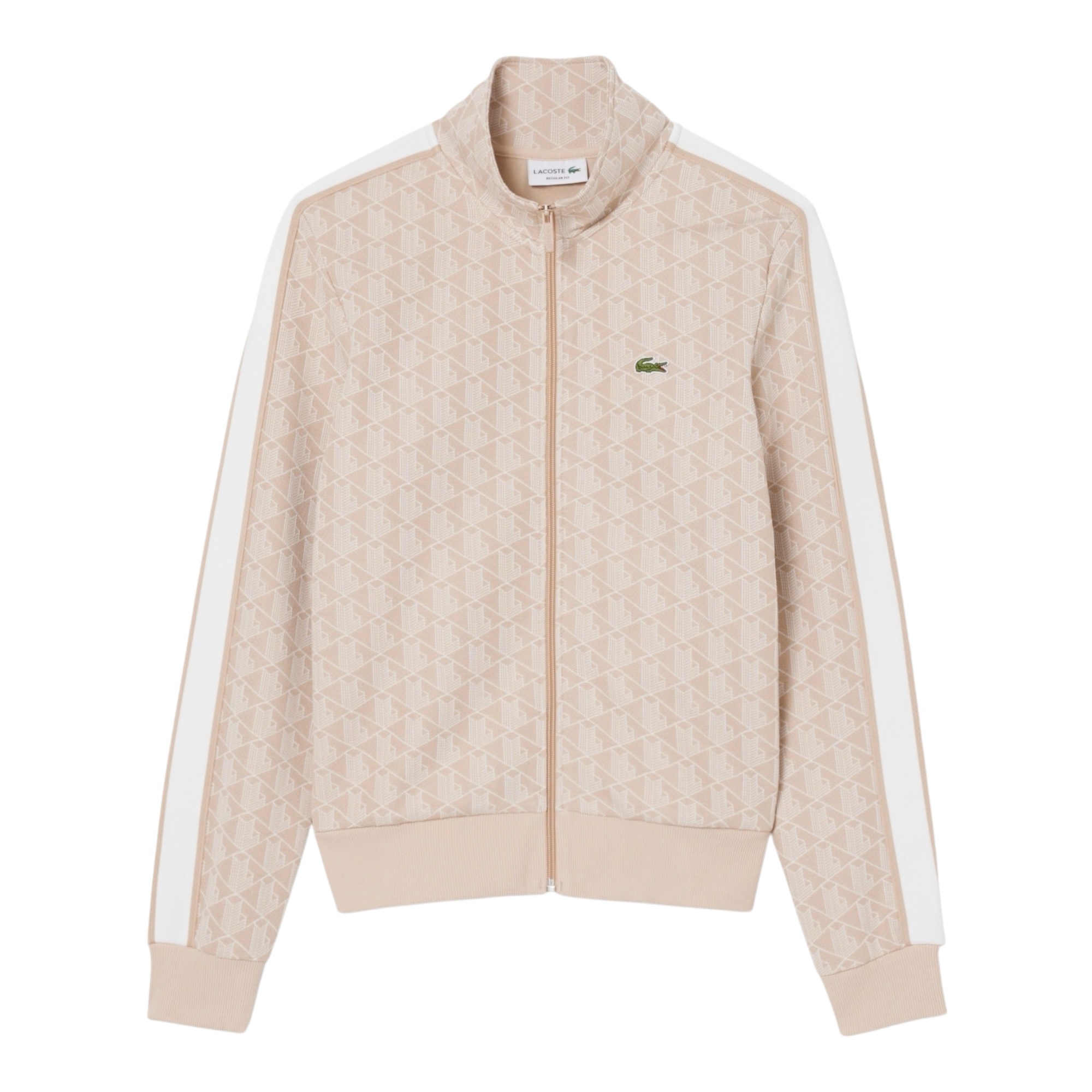 Lacoste Veste de survêtement zippée Paris jacquard -  Beige/Blanc