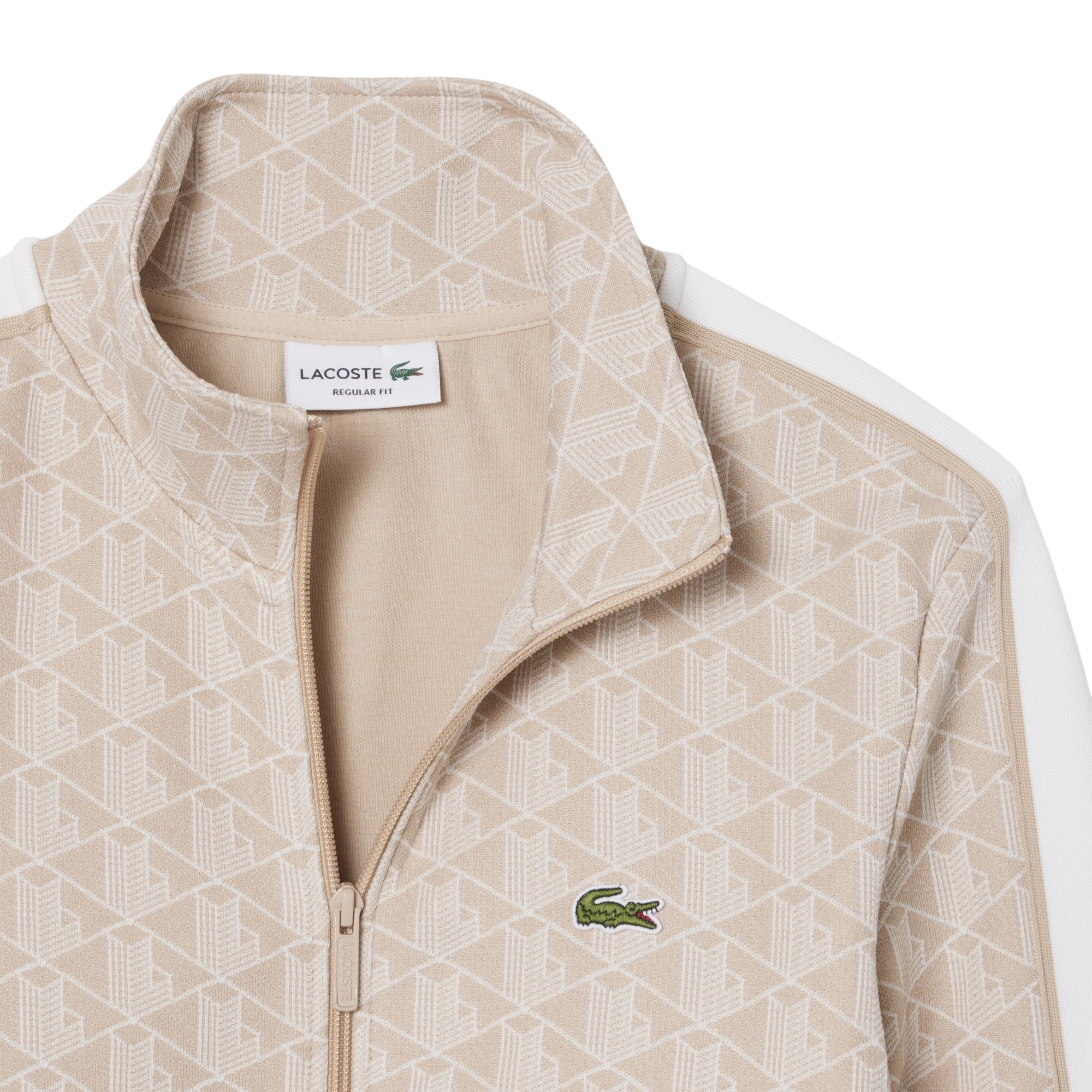Lacoste Veste de survêtement zippée Paris jacquard -  Beige/Blanc