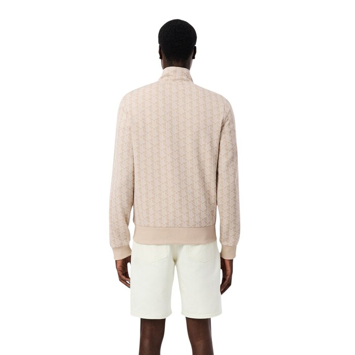 Lacoste Veste de survêtement zippée Paris jacquard -  Beige/Blanc