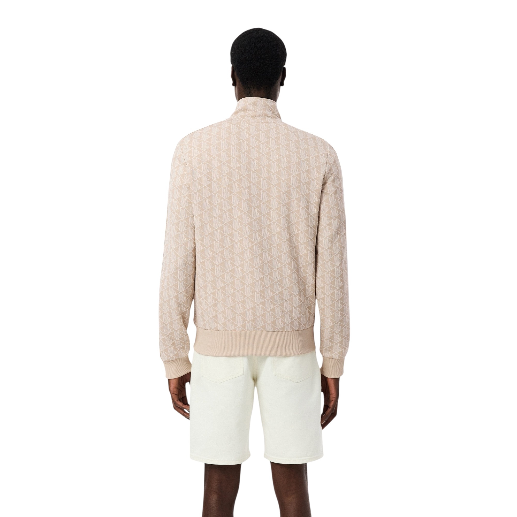 Lacoste Veste de survêtement zippée Paris jacquard -  Beige/Blanc