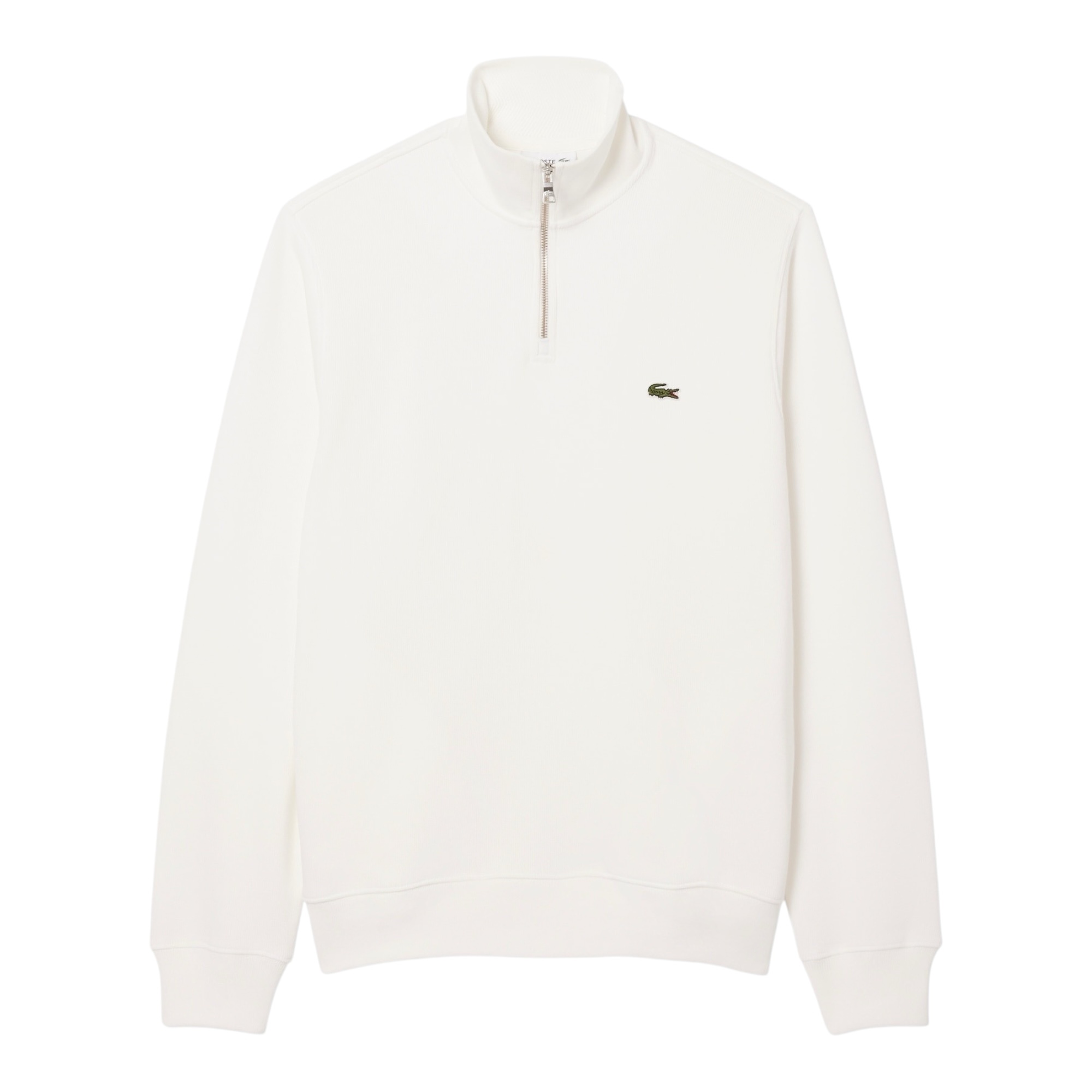 Lacoste Sweatshirt Zippé Interlock Col Montant - Blanc