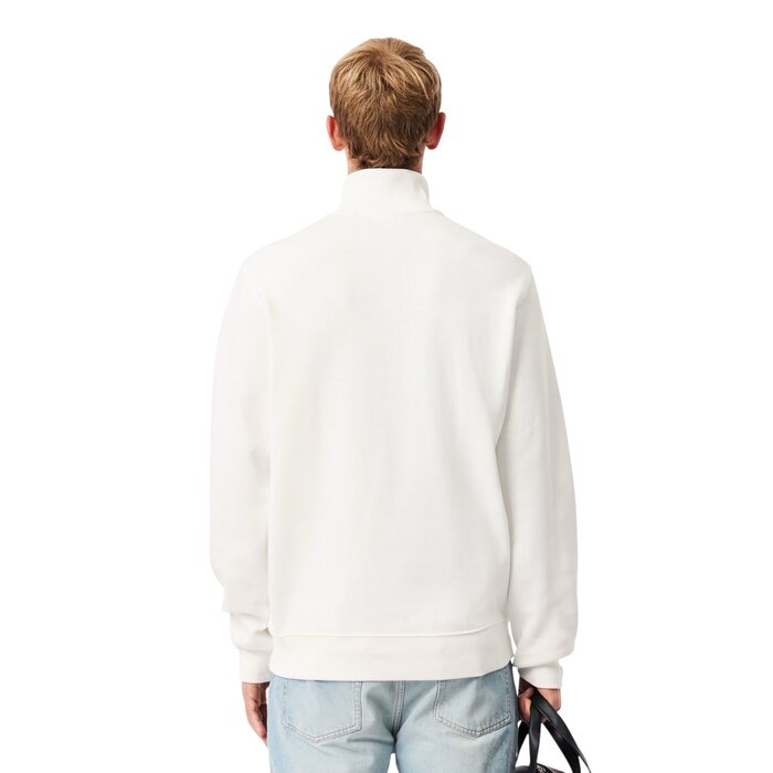 Lacoste Sweatshirt Zippé Interlock Col Montant - Blanc