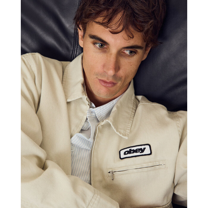 Obey Walter Work Jacket - Silver Birch Faded Wash
