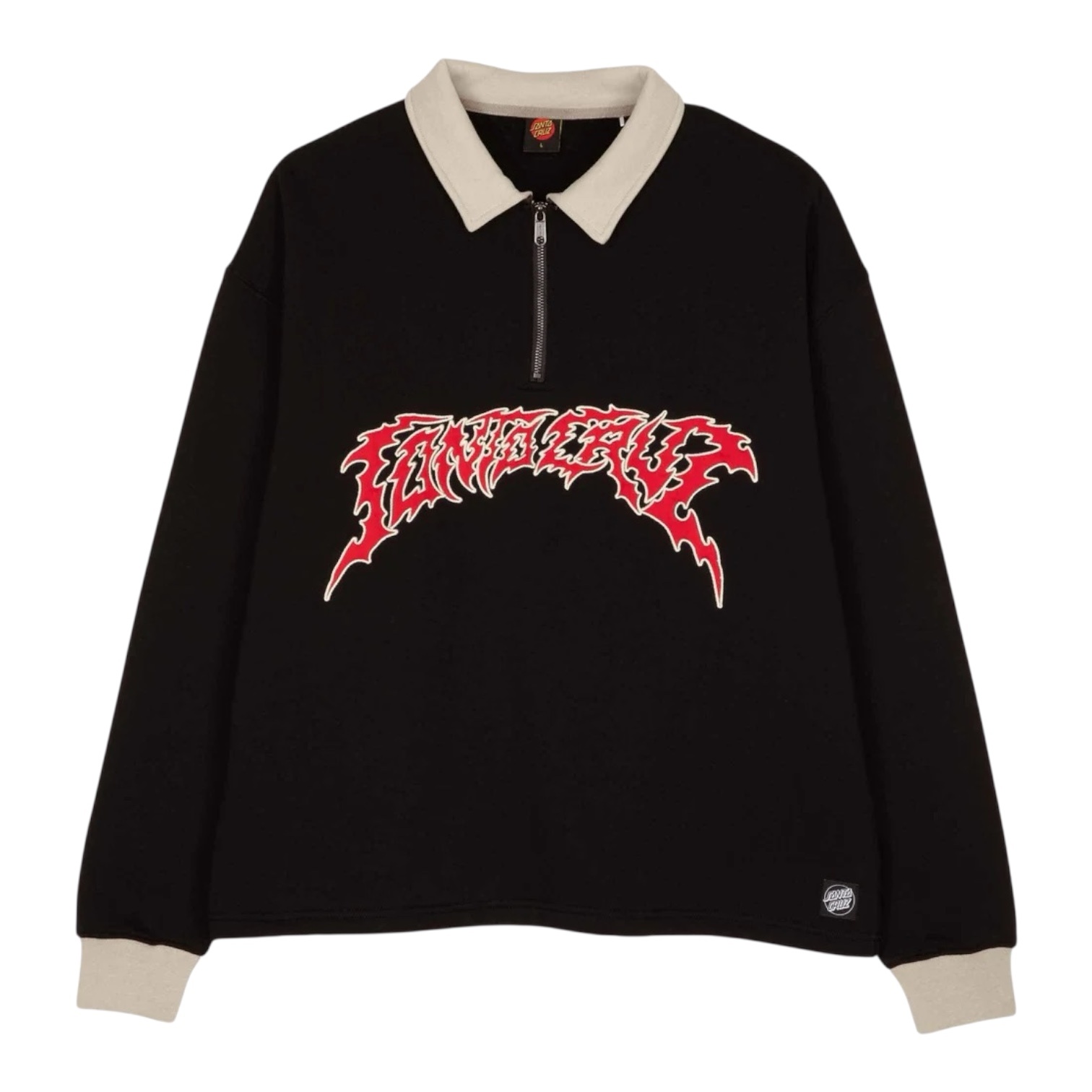 Santa Cruz Out Of Time Strip 1/4 Zip Crew - Black