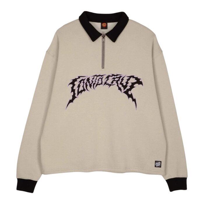 Santa Cruz Out Of Time Strip 1/4 Zip Crew -Stone Grey