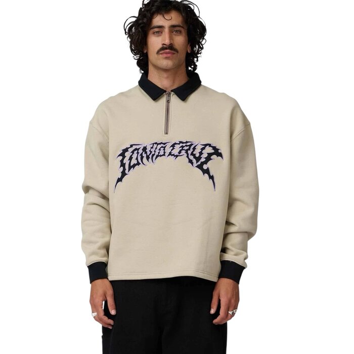 Santa Cruz Out Of Time Strip 1/4 Zip Crew -Stone Grey