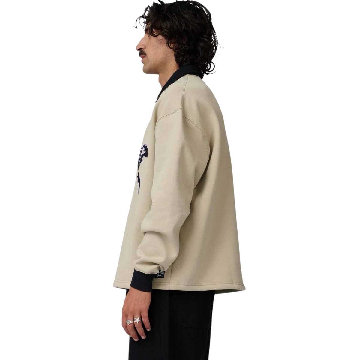 Santa Cruz Out Of Time Strip 1/4 Zip Crew -Stone Grey