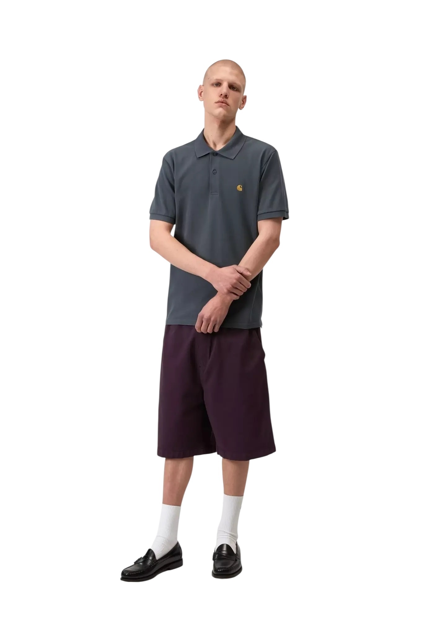 Carhartt WIP S/S Chase Pique Polo - Cozy Blue/Gold