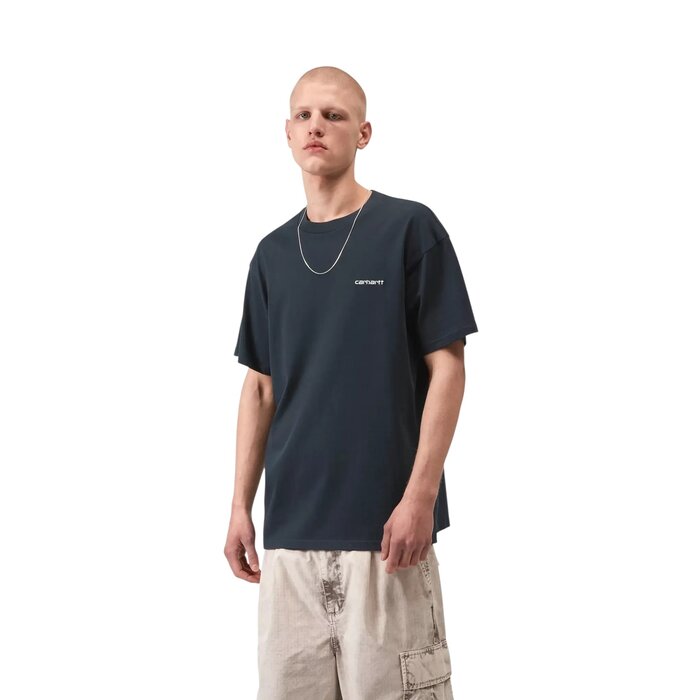 Carhartt WIP S/S Script Embroidery T-shirt - Deep Night/White