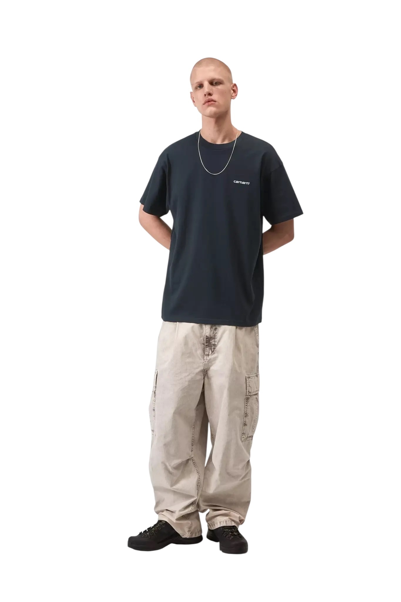 Carhartt WIP S/S Script Embroidery T-shirt - Deep Night/White