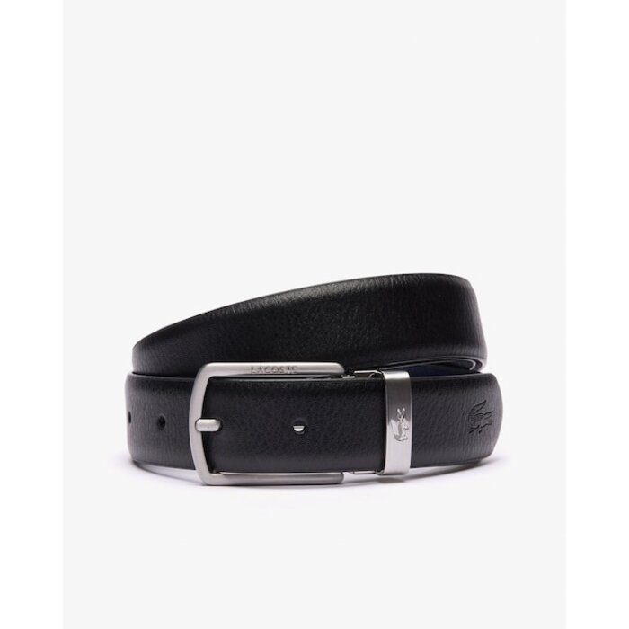 Lacoste Coffret ceinture en cuir et 2 boucles - Noir Marine