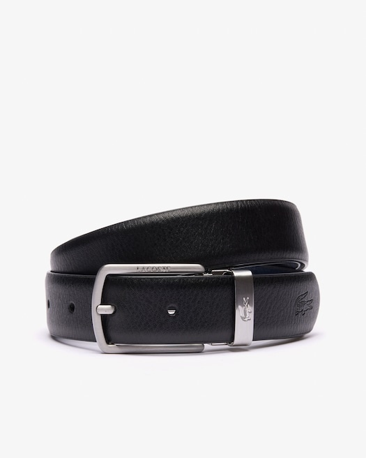Lacoste Coffret ceinture en cuir et 2 boucles - Noir Marine