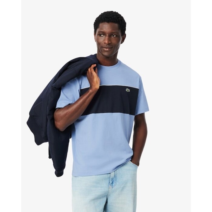 Lacoste T-shirt color-block coton - Bleu Clair/Noir