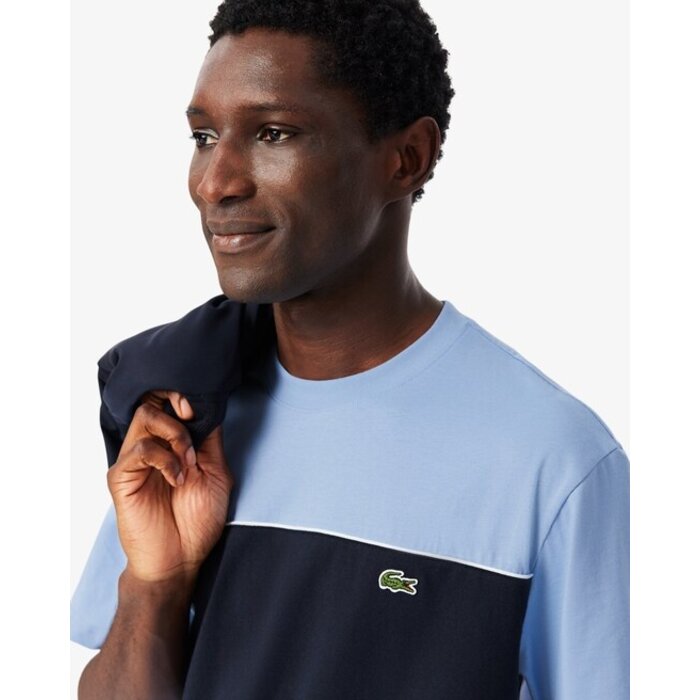 Lacoste T-shirt color-block coton - Bleu Clair/Noir
