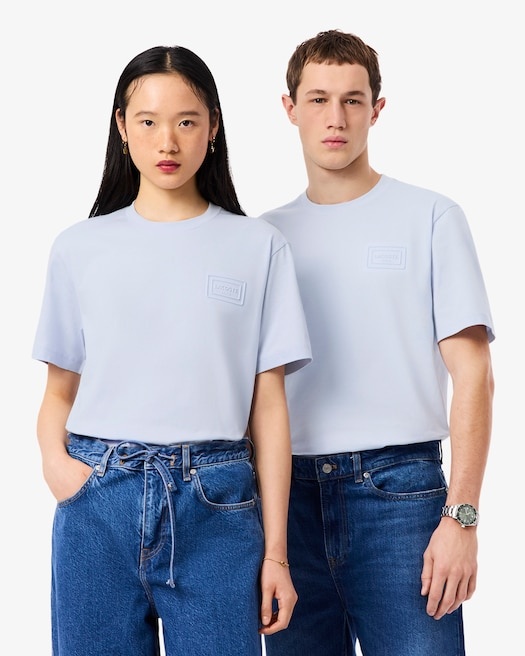Lacoste T-shirt coton marquage embossé - Bleu Clair