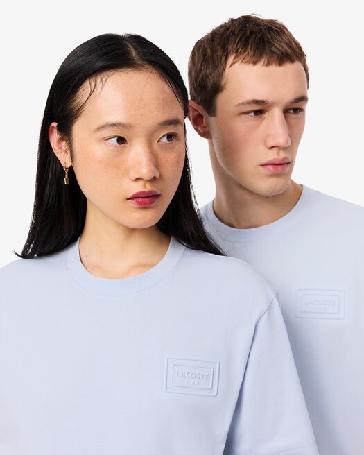 Lacoste T-shirt coton marquage embossé - Bleu Clair