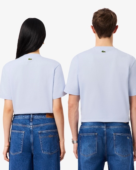 Lacoste T-shirt coton marquage embossé - Bleu Clair
