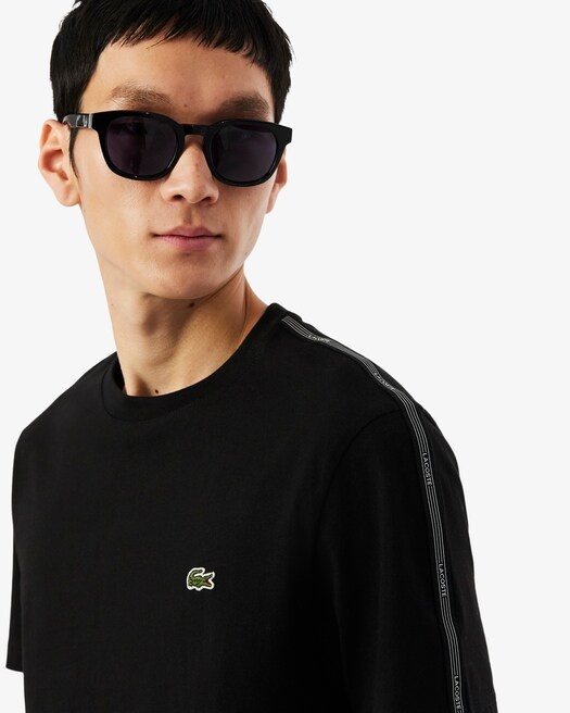 Lacoste T-shirt coton épais bande sigle - Noir