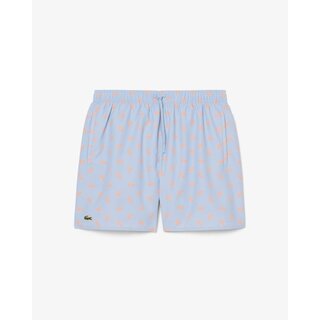 Lacoste Short de bain mi-long imprimé crocodile - Bleu Clair